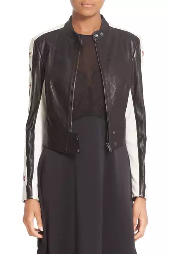 Women's lambskin leather jacket black real leather zipper jacket