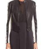 Women's lambskin leather jacket black real leather zipper jacket