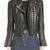 Women's lambskin leather cropped studded leather moto jacket