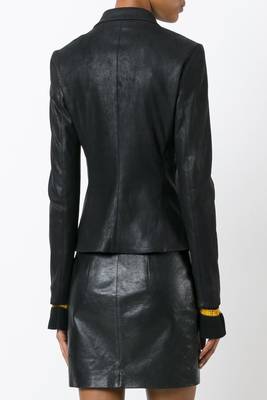 women's black real lambskin leather classic blazer jacket 2