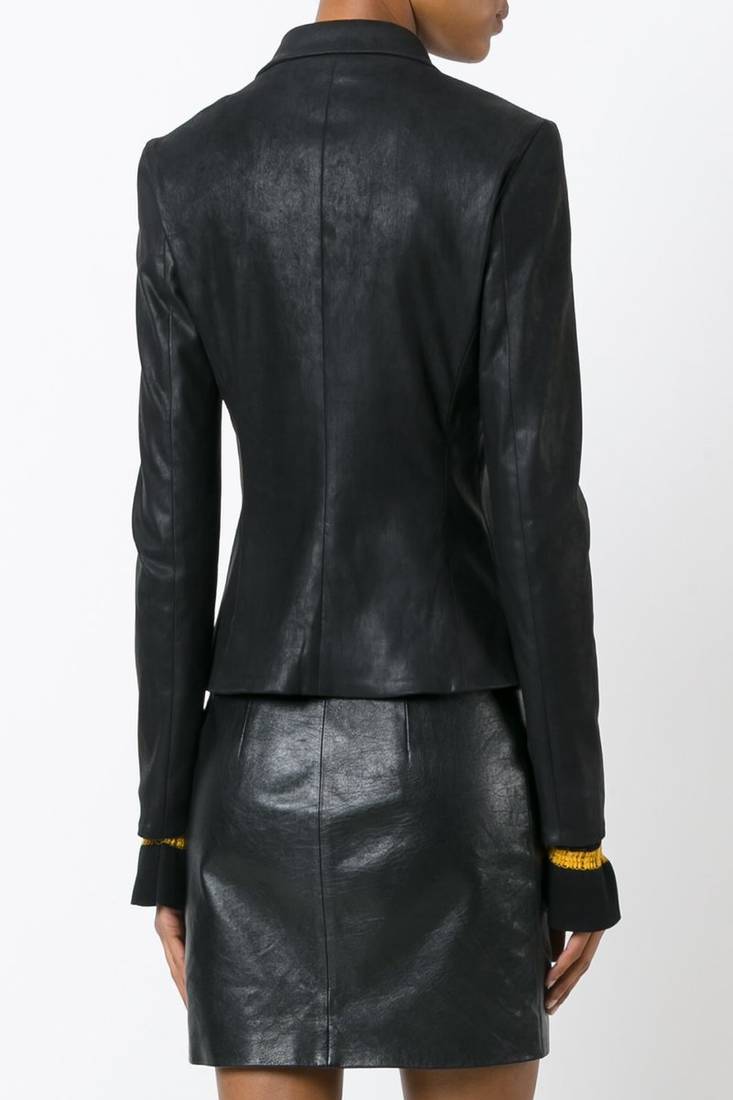 Women’s black lambskin real leather blazer jacket