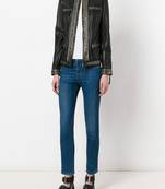 Women’s black studded real leather jacket stylish zip front biker jacket