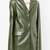 Women’s olive green real leather blazer jacket longline button front coat