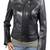 Women’s black moto leather jacket slim fit motorcycle style