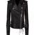 Women’s black lambskin leather biker jacket asymmetrical zip lace-up detail slim fit