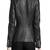 Women’s black real leather blazer double breasted, gold button slim fit jacket