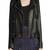 Women’s black real leather biker jacket studded design asymmetrical zip, slim fit