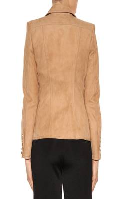 women's beige suede lace up blazer jacket 2