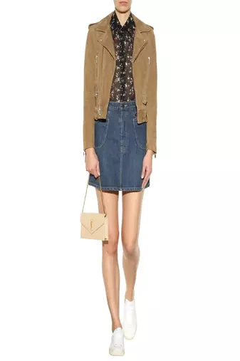 Women’s brown leather suede biker jacket  slim fit, casual moto style