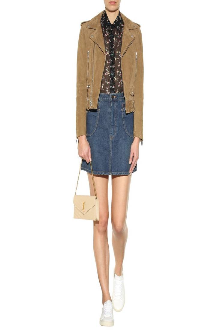 Women’s brown leather suede biker jacket  slim fit, casual moto style