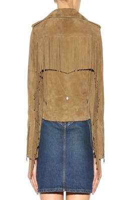 women's brown suede leather casual moto biker jacket 2