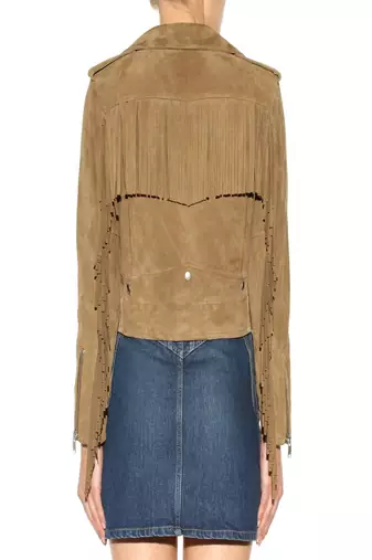 women's brown suede leather casual moto biker jacket