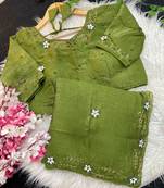 Green Color hand khatli and cutdana butta work and border aarco Silk Saree