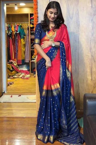 Nevy Blue Color  Zip And Go Saree  Silk Weaving  Saree