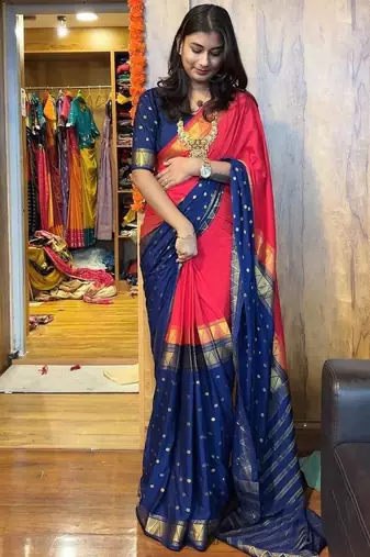 Nevy Blue Color  Zip And Go Saree  Silk Weaving  Saree