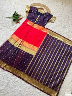 Nevy Blue Color  Zip And Go Saree  Silk Weaving  Saree 2