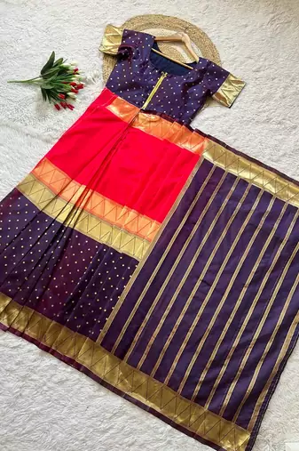Nevy Blue Color  Zip And Go Saree  Silk Weaving  Saree