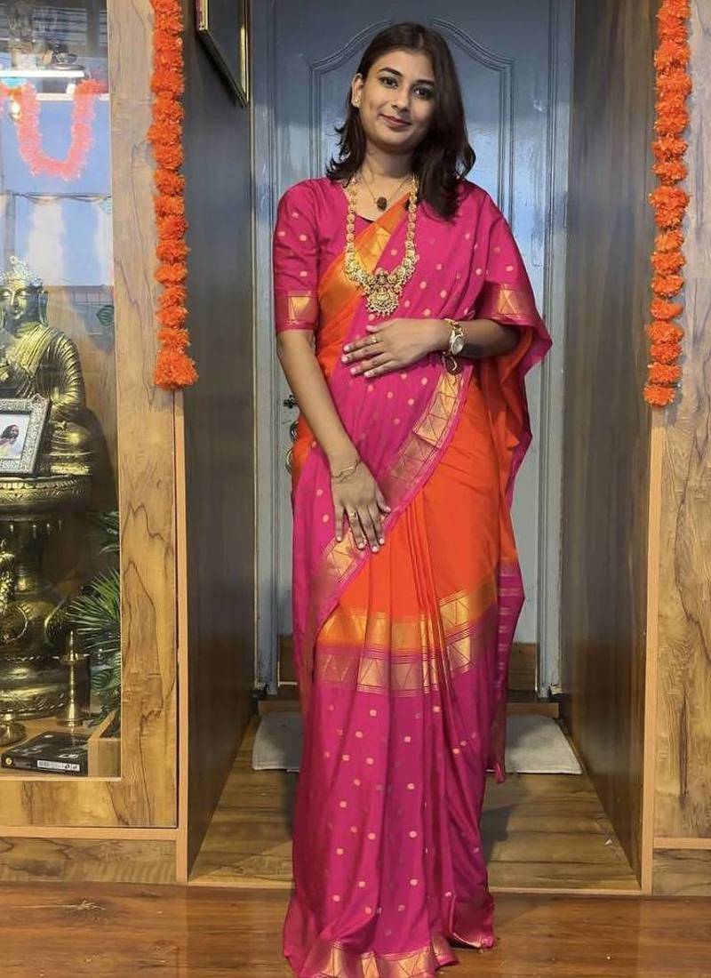 Pink Color  Zip And Go Saree  Silk Weaving  Saree