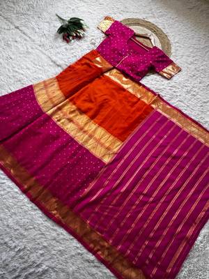 Pink Color  Zip And Go Saree  Silk Weaving  Saree 3