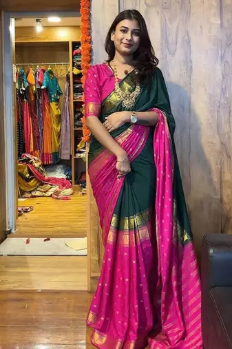  Rani Pink Color  Zip And Go Saree  Silk Weaving  Saree