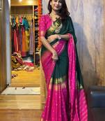  Rani Pink Color  Zip And Go Saree  Silk Weaving  Saree