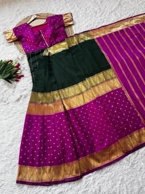  Rani Pink Color  Zip And Go Saree  Silk Weaving  Saree 3