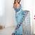 Chiffon digital print scallped border foil mirror work saree