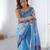 Chiffon digital print scallped border foil mirror work saree