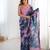 Chiffon digital print scallped border foil mirror work saree