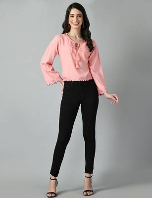 Baby pink bell sleeve top 1