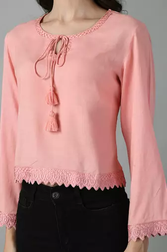 Baby pink bell sleeve top