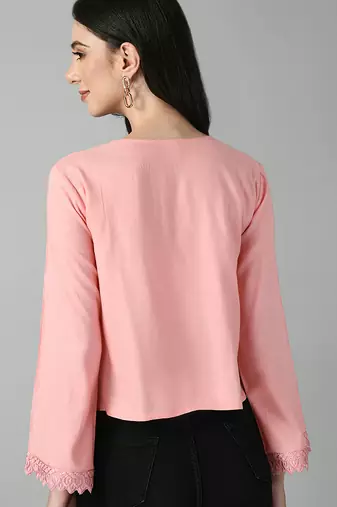 Baby pink bell sleeve top