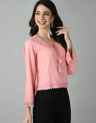 Baby pink bell sleeve top 4
