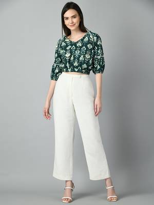 Print puff sleeve cotton top 1