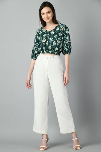 Print puff sleeve cotton top