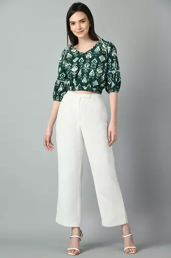 Print puff sleeve cotton top