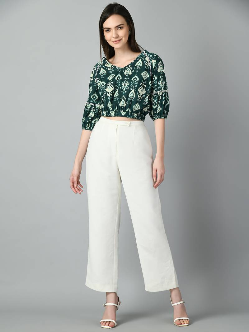 Print puff sleeve cotton top