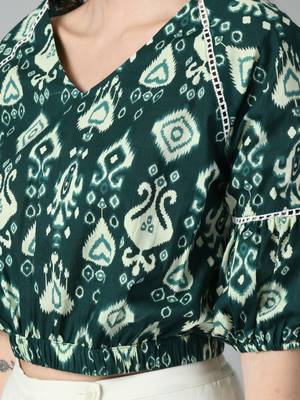 Print puff sleeve cotton top 2