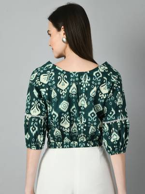 Print puff sleeve cotton top 3