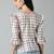 Checked square neck puff sleeves pleated detailed peplum top
