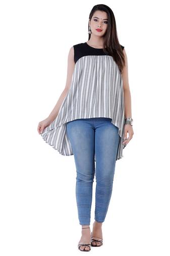 Women's striped high-low sleeveless dress top