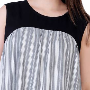 Women's striped high-low sleeveless dress top 2