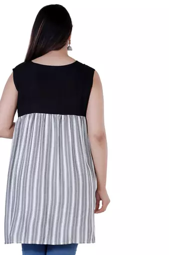 Women's striped high-low sleeveless dress top