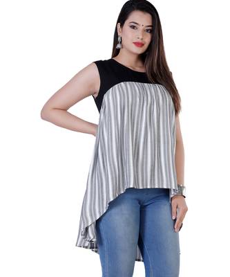 Women's striped high-low sleeveless dress top 4
