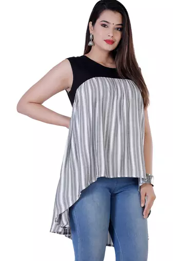 Women's striped high-low sleeveless dress top