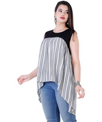 Women's striped high-low sleeveless dress top 5