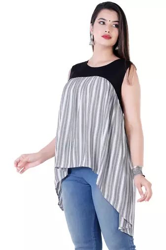 Women's striped high-low sleeveless dress top