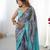 Chiffon digital print scallped border foil mirror work saree