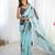 Chiffon digital print scallped border foil mirror work saree