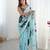 Chiffon digital print scallped border foil mirror work saree